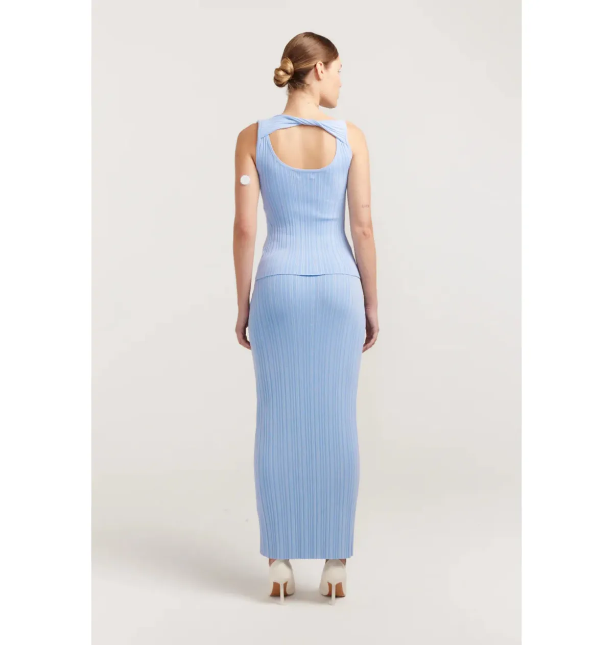 Henne Romee Rib Knit Top Size 6 and Knit Skirt Size 8 Cloud Blue  - Image 4