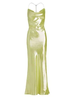 Michael Lo Sordo Nicole Drape Crystalline Dress Yellow Size 8  for rent on The Volte - image 5