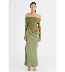 Benni Yasmin off Shoulder Dress in Pistachio Size 8 for rent on The Volte - image 1