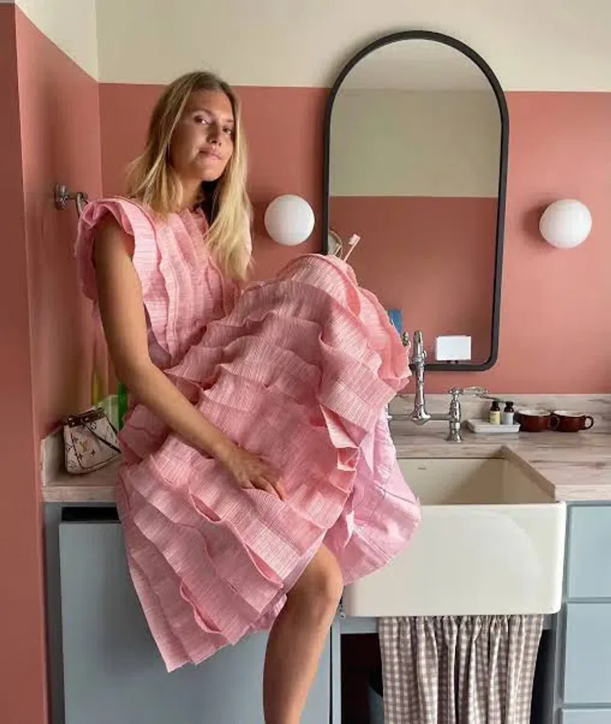 Aje Hybrid Midi Dress Pink Size 8 - Image 3