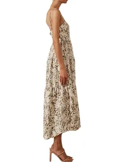 SHONA JOY SUZETTE TIERED MIDI LINEN DRESS  for rent on The Volte - image 4