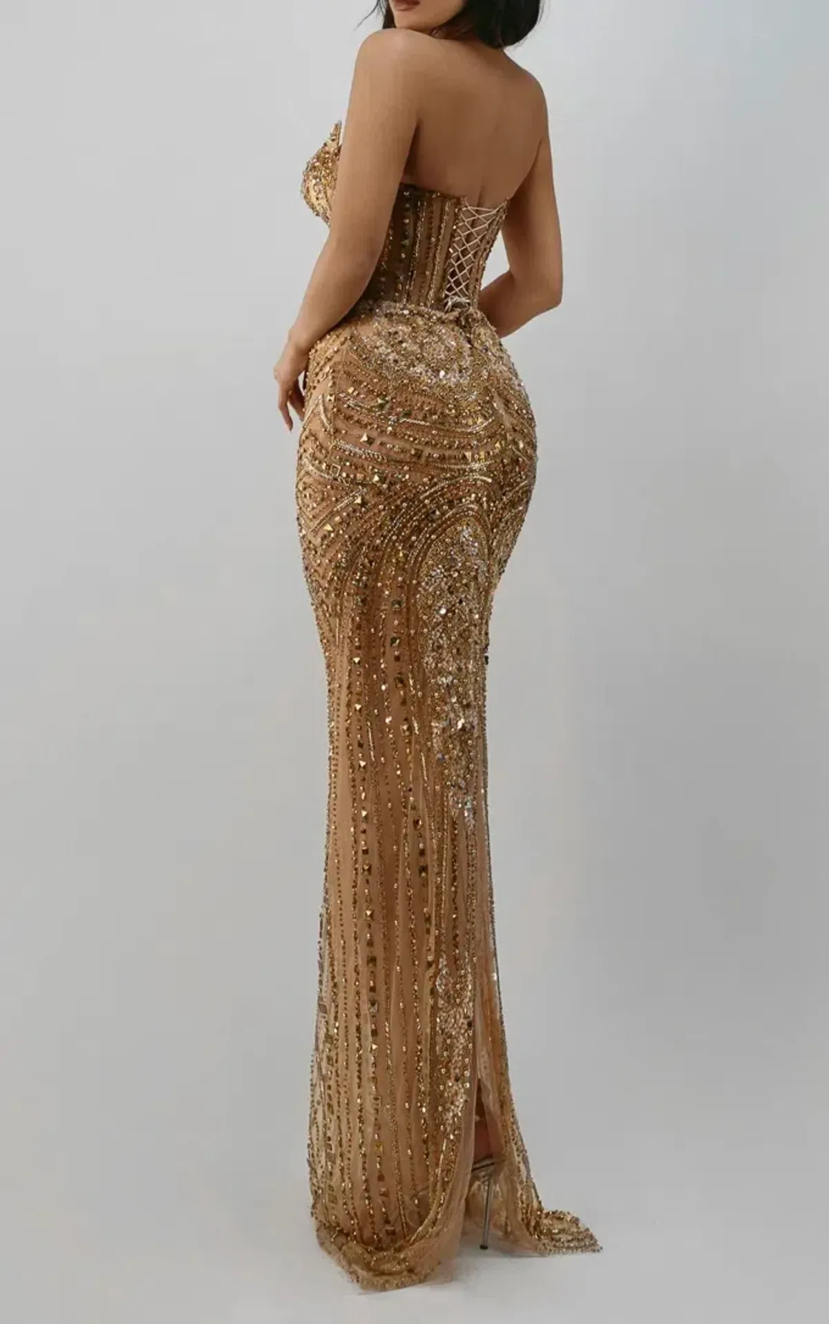 Luanda Bunjaku Gold beaded Couture dress - Image 2