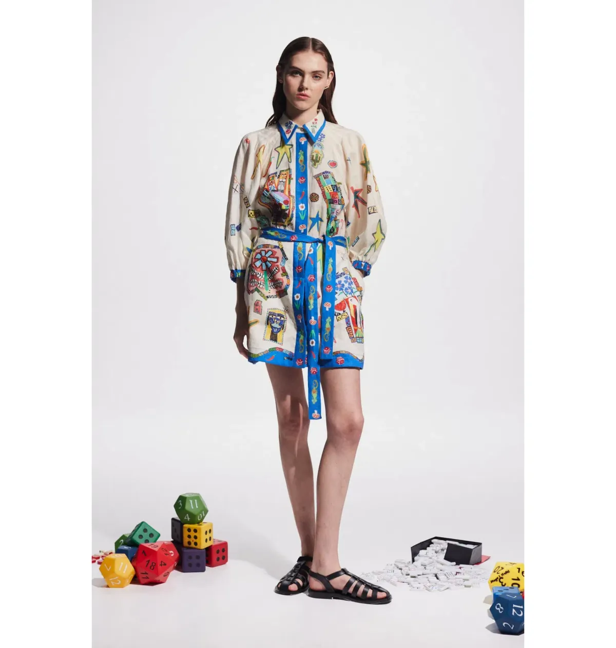 Alemais Players Mini Dress in Multi Size AU 12 - Image 1