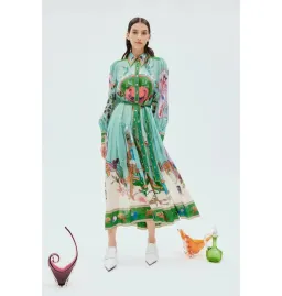 Alemais Evergreen Shirtdress Green Print Size AU 6 for rent on The Volte - image 1