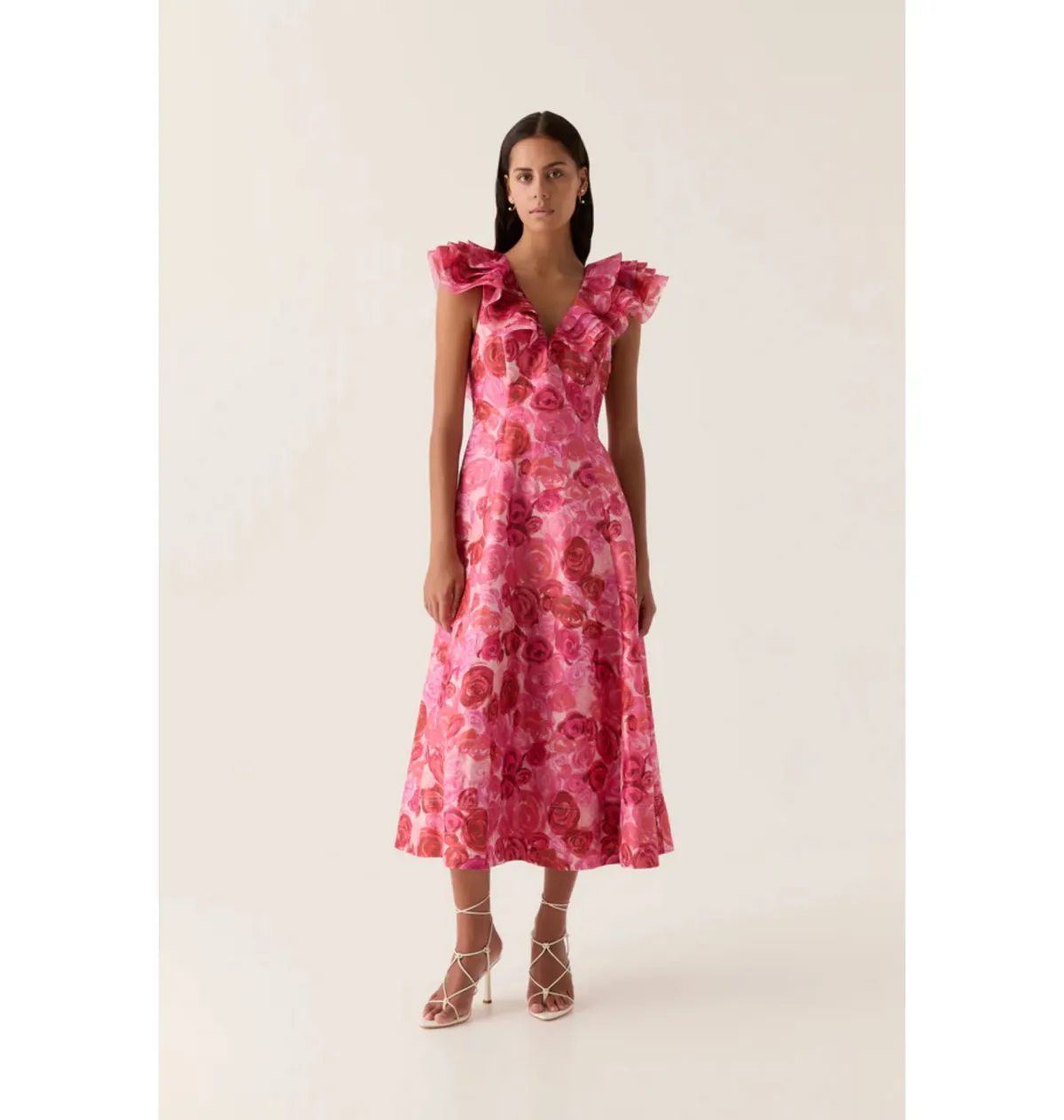 Aje Enchanted Plunge Midi Dress Misty rose Size AU 8 - Image 1