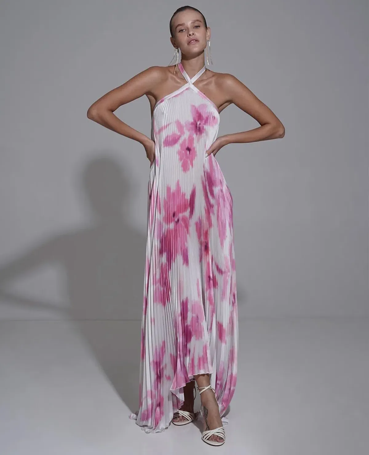 L'Idee Deesse Gown Jardin Pink Floral Print Size 12 - Image 3