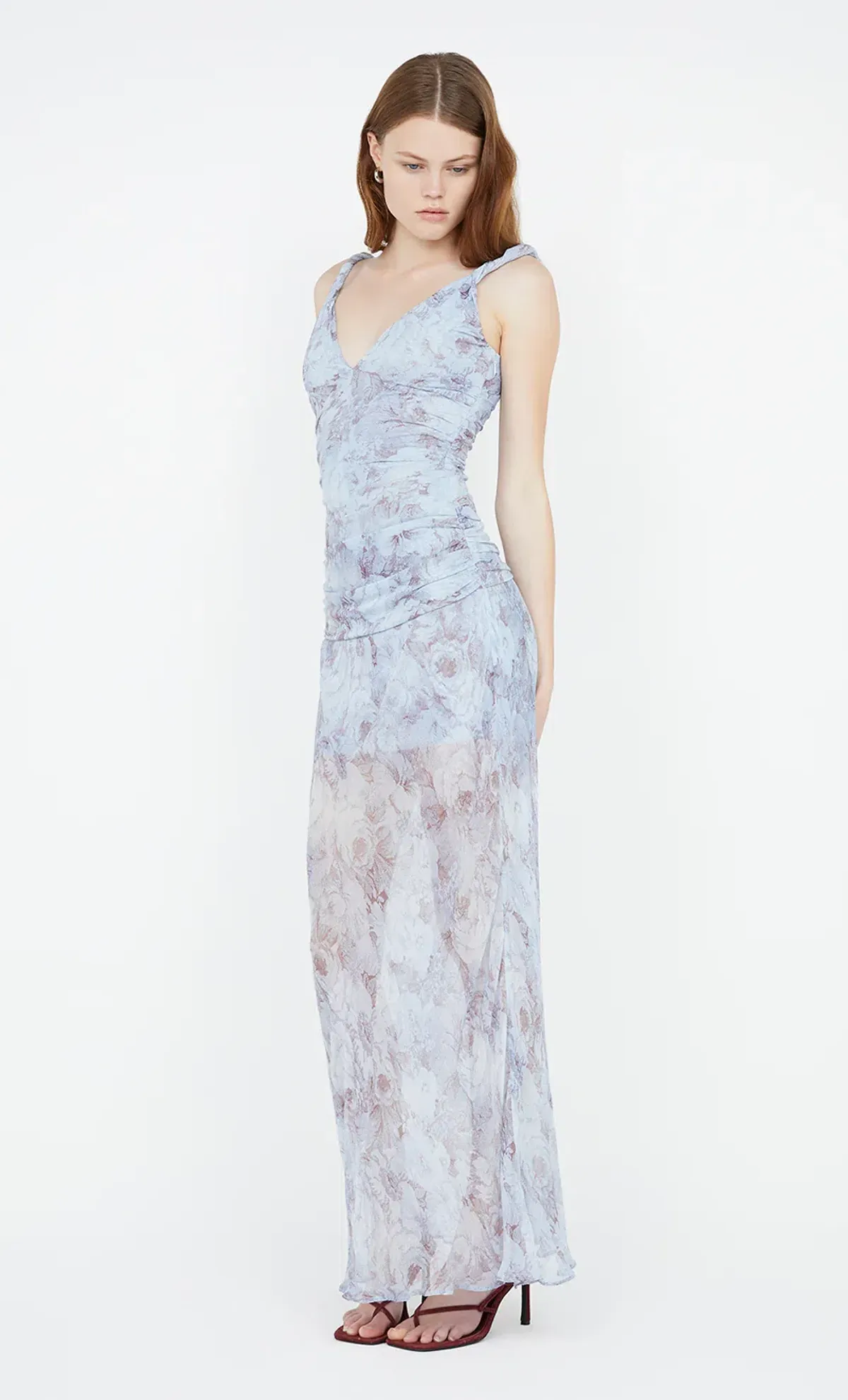 Bec & Bridge Danica V Neck Maxi Dress Chambray Rose Blue Size 10 - Image 8