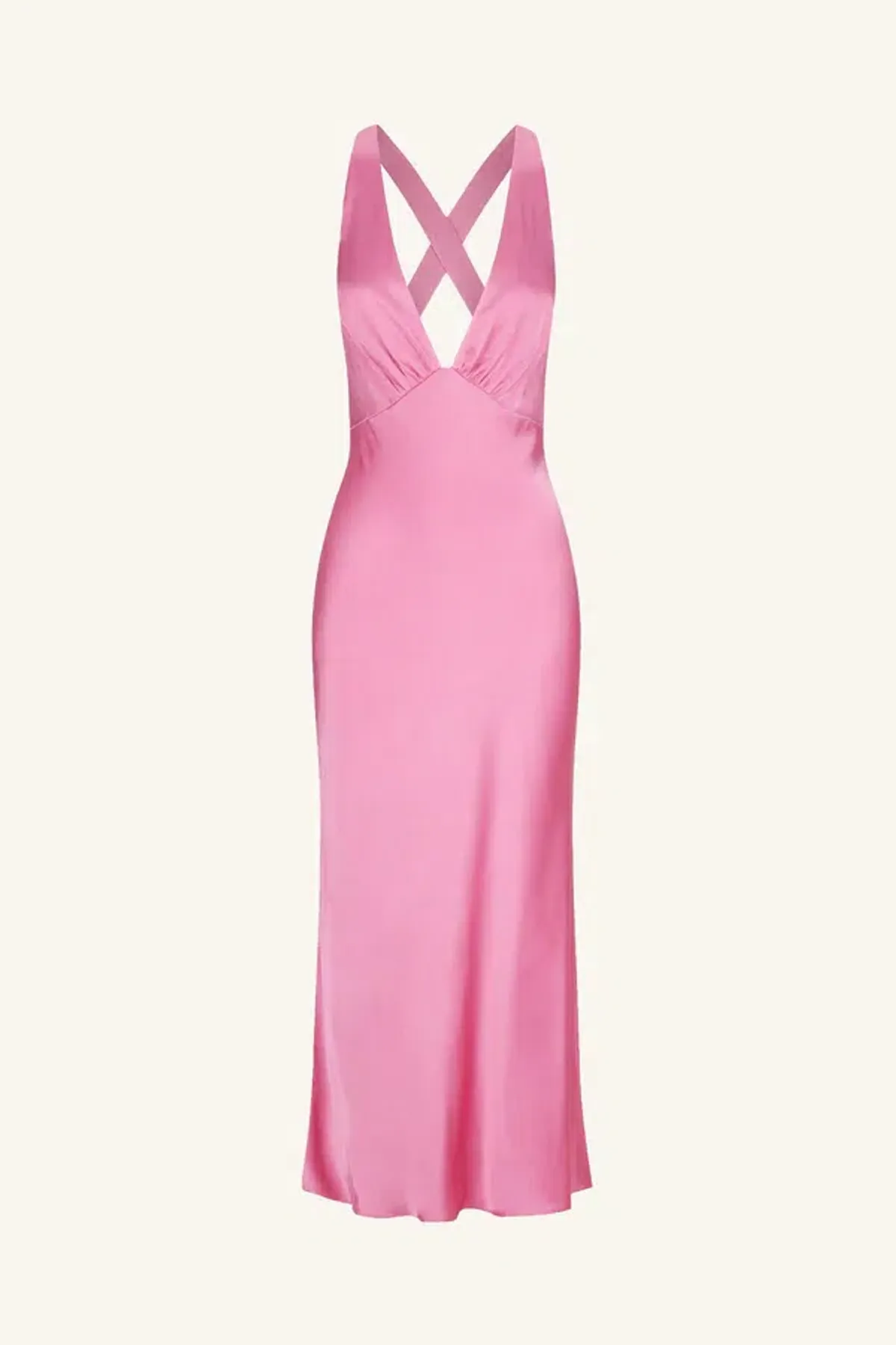 Shona Joy Arienzo Plunged Cross Back Midi Dress in Ibis Rose Size 8 - Image 4