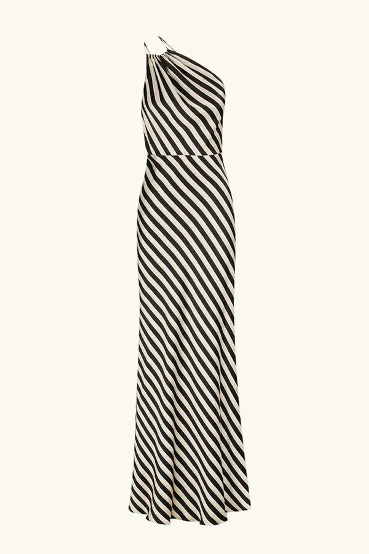 Shona Joy Escalet Silk One Shoulder Open Back Maxi Dress Black/Cream Size 8 - Image 6