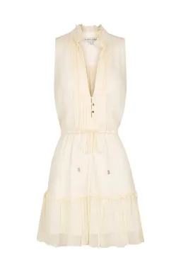 Shona Joy Victoria Sleeveless Drawstring Mini Dress Cream Size 12 for rent on The Volte - image 5