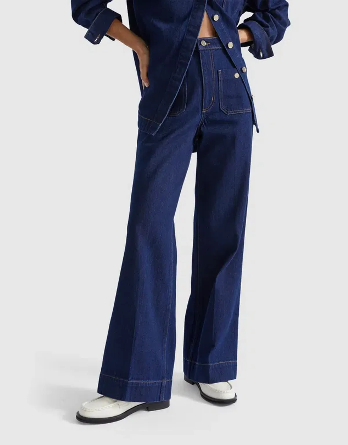 Seed Heritage Denim Classic Shirt Size 6 & Pocket High Waisted Jeans Size 10 Set Neptune Wash - Image 3