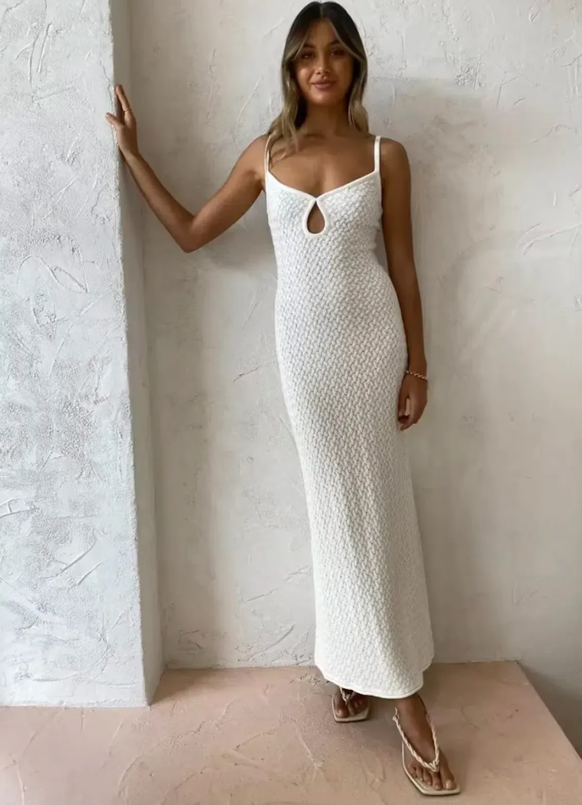 Bec & Bridge Effie Knit Key Maxi Dress Ivory Size XS / AU 6 - Image 4