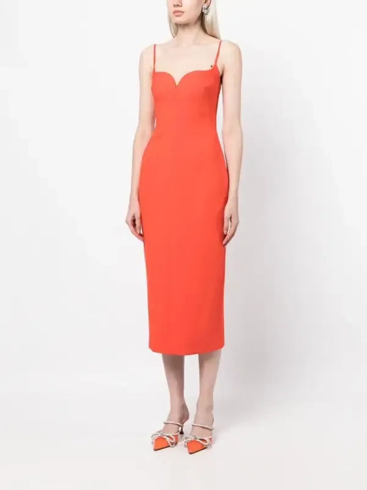 Rachel Gilbert Loren Midi Dress Red Orange Size 6 - Image 1