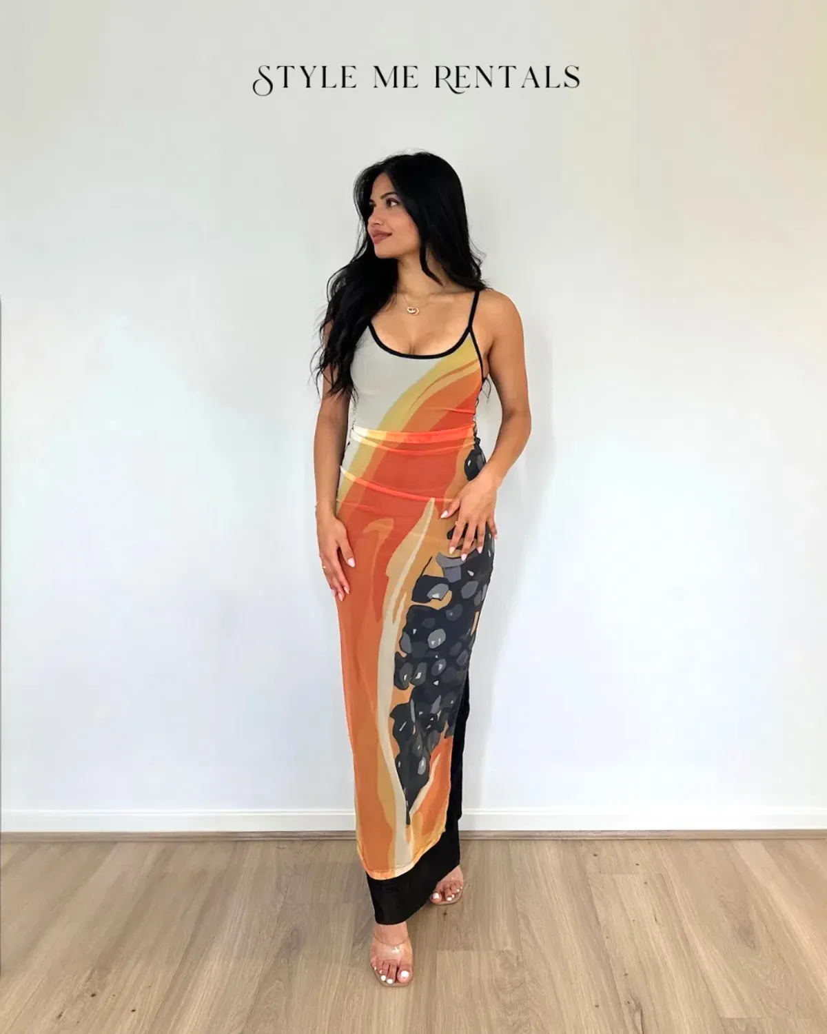 Jefre Sèi Papaya Midi Dress Papaya Print Black Size S - Image 3