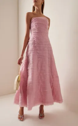 Aje Soundscape Strapless Ruffled Maxi Dress Pink Size 14 for rent on The Volte - image 2