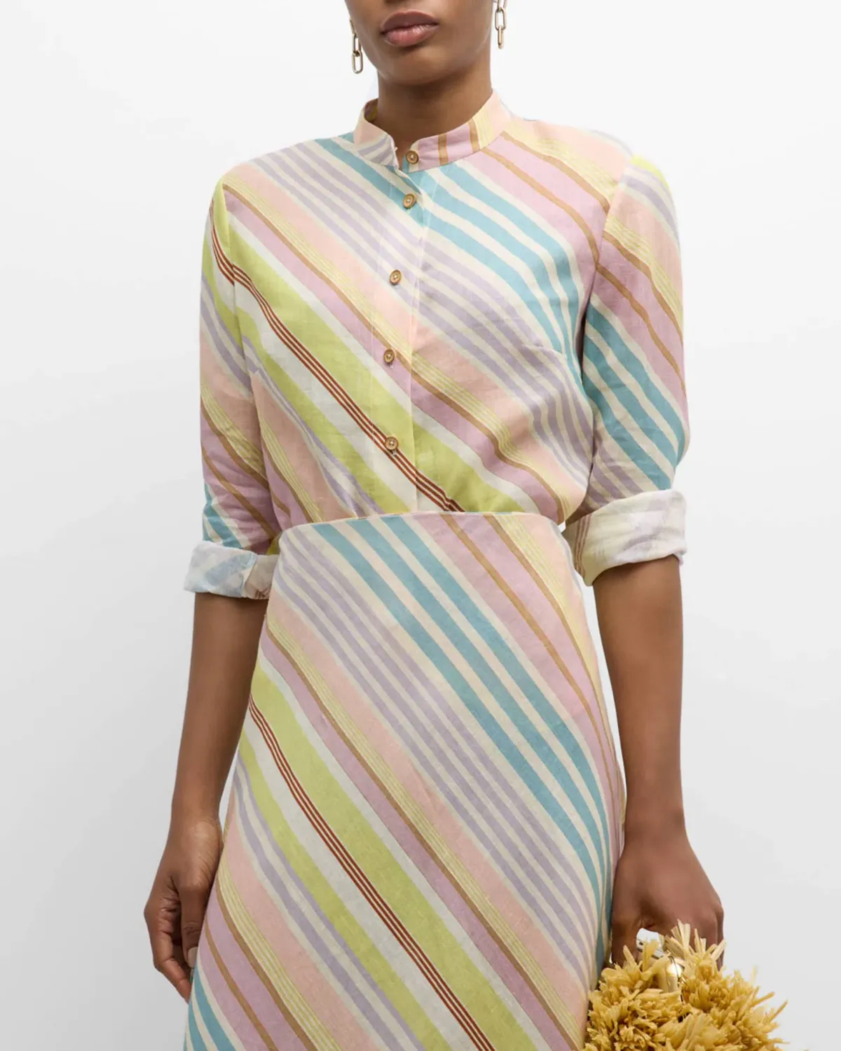 Zimmermann Halliday Slim Shirt and Bias Skirt Set Multi Stripe AUS size 8 Zimmermann size 0 - Image 2