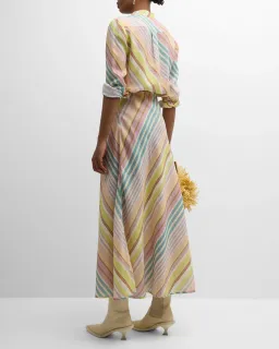 Zimmermann Halliday Slim Shirt and Bias Skirt Set Multi Stripe AUS size 8 Zimmermann size 0 for rent on The Volte - image 3