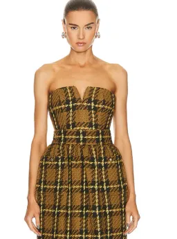Zimmermann Luminosity Check Bodice and Tulip Skirt Set Olive Check Size 0 / AU 8 for rent on The Volte - image 2