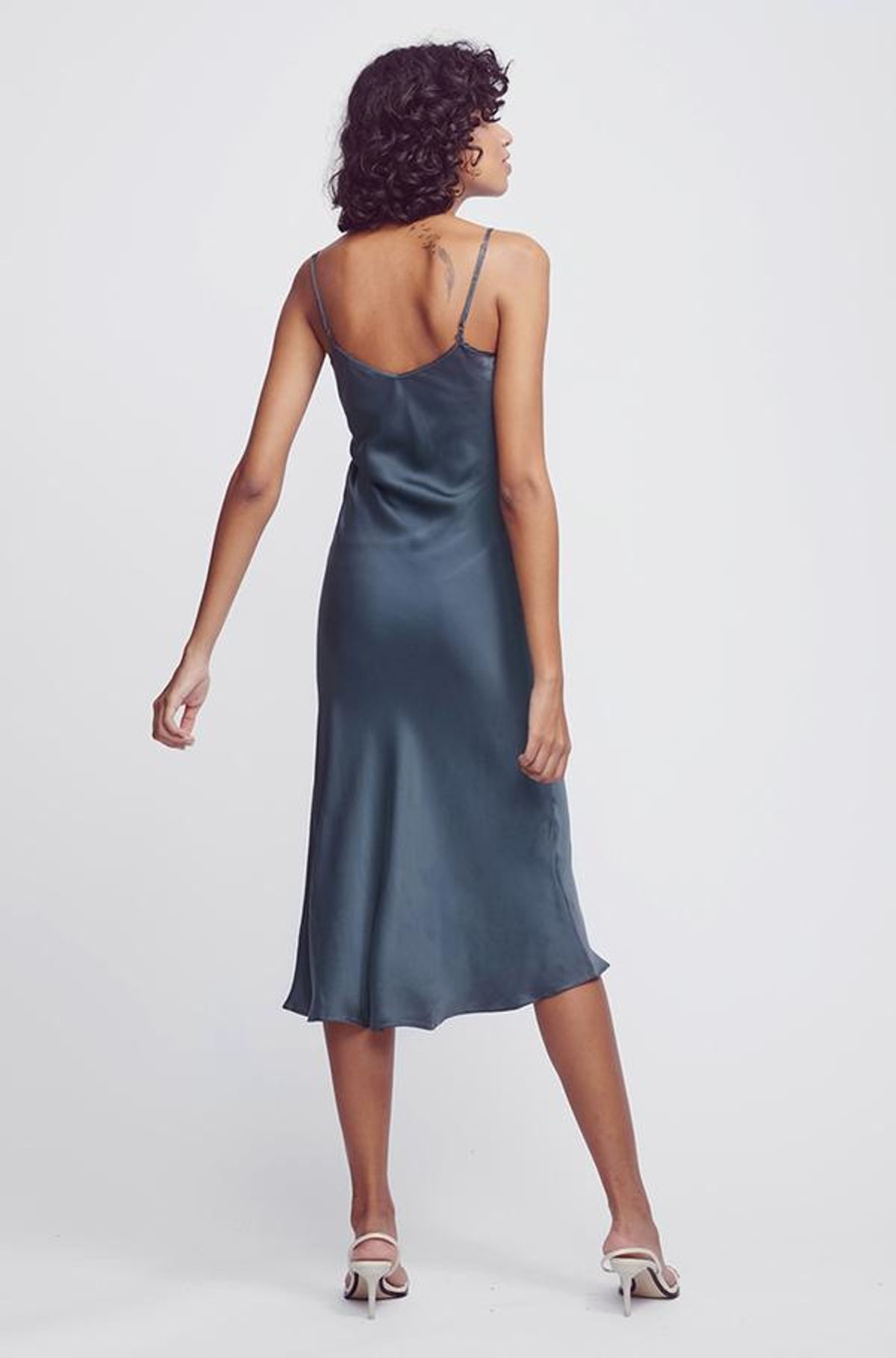 Silk Laundry 90's Silk Slip Dress Smoke - Image 2