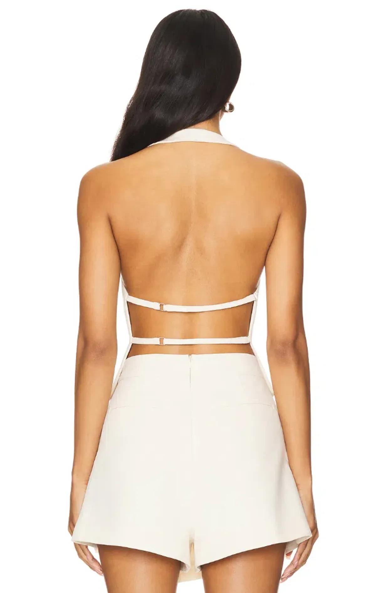 Shona Joy Irena Tailored Open Back Vest Size 6 and Wrap Skort Size 8 Set Rice - Image 3