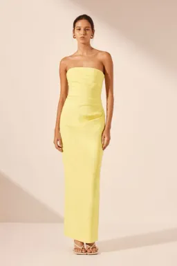 Shona Joy Lani Strapless Draped Maxi Dress Yellow Size 8  for rent on The Volte - image 3