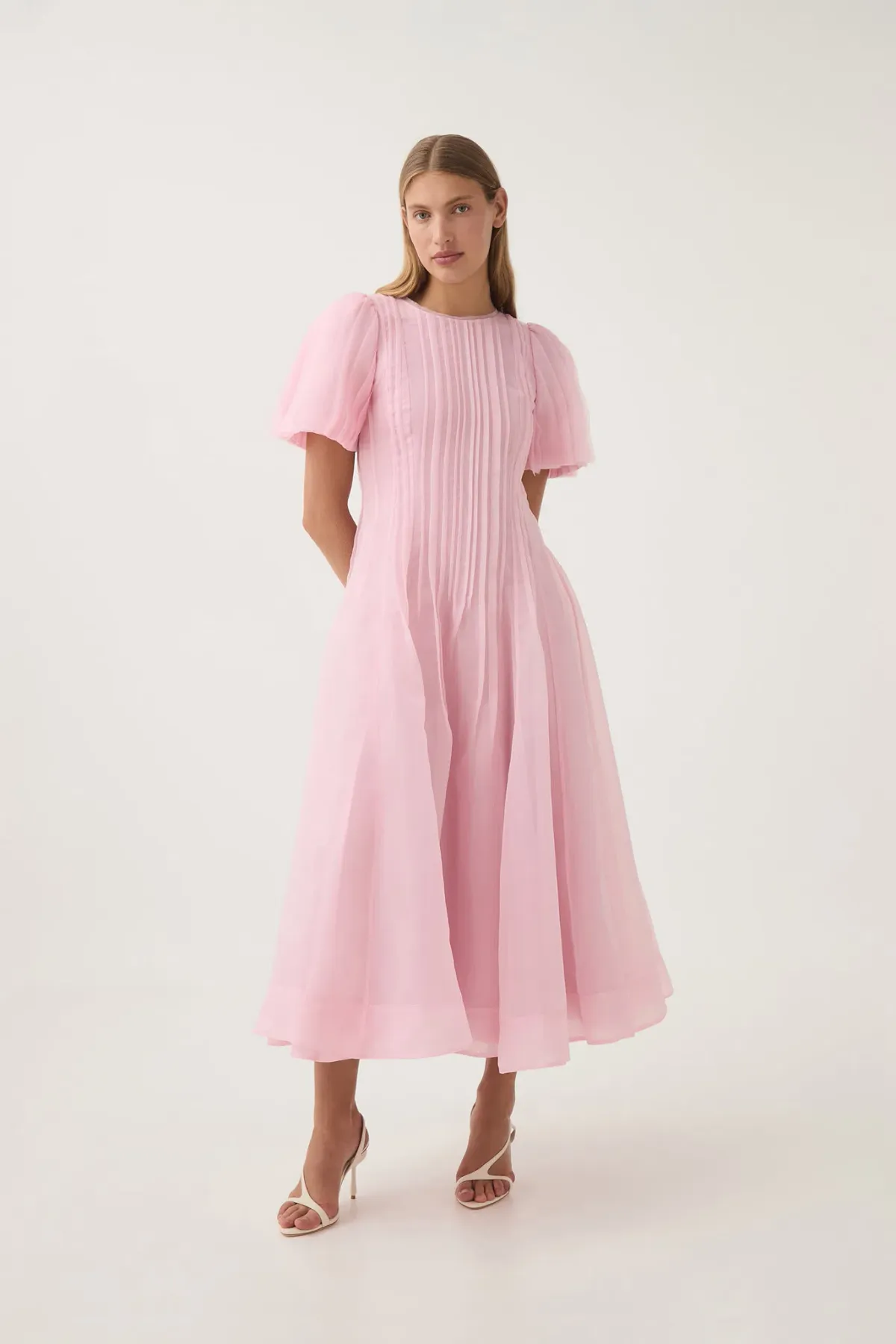 AJE Nova Pleated Dress In Chalk Pink Size 12 - Image 1