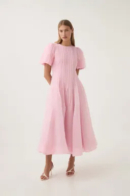 AJE Nova Pleated Dress In Chalk Pink Size 12 for rent on The Volte - image 1