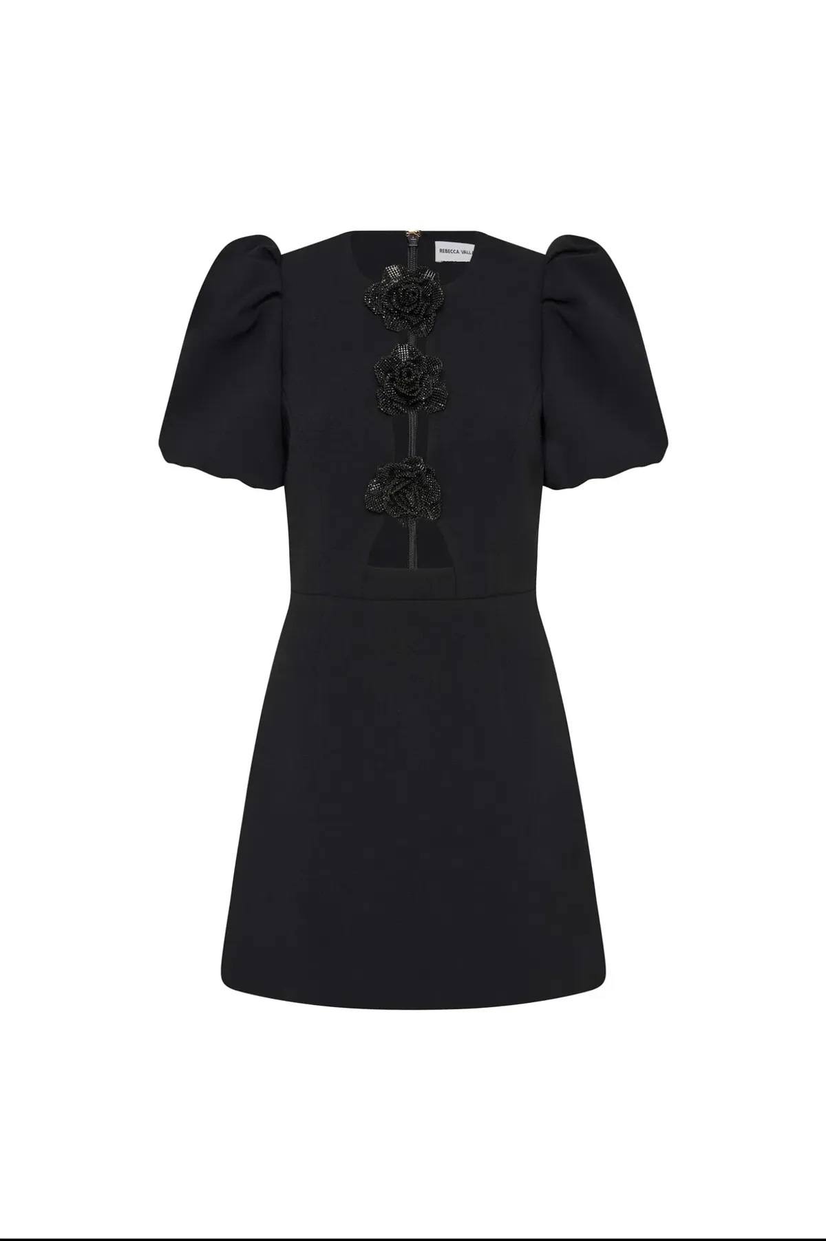 Rebecca Vallance Aubree Flower Mini Dress Black Size 10 - Image 3