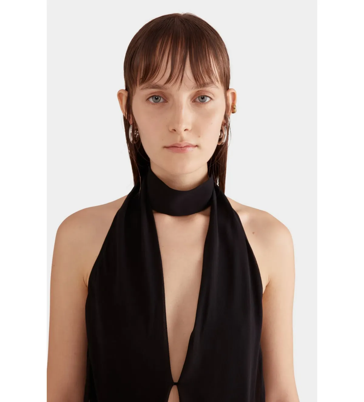 Venroy Silk Layered Halter Top Black Size XS/Au 6  - Image 2