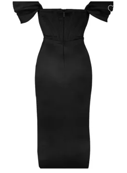 House of CB Loretta Satin Corset Off Shoulder Dress Black Size M / AU 10 for rent on The Volte - image 8