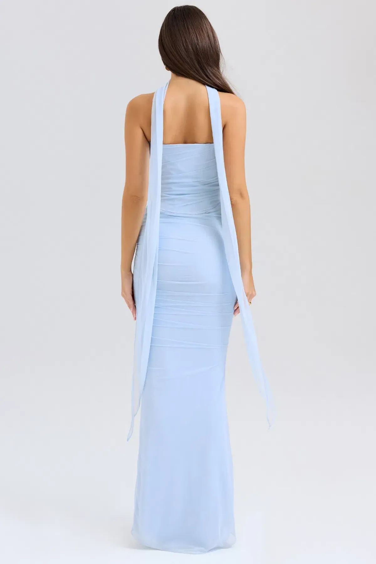 House of CB Hallie Strapless Corset With Neck Scarf and Cassidy Fluted Hem Maxi Skirt Set Bluebell Size S / AU 8 - Image 2