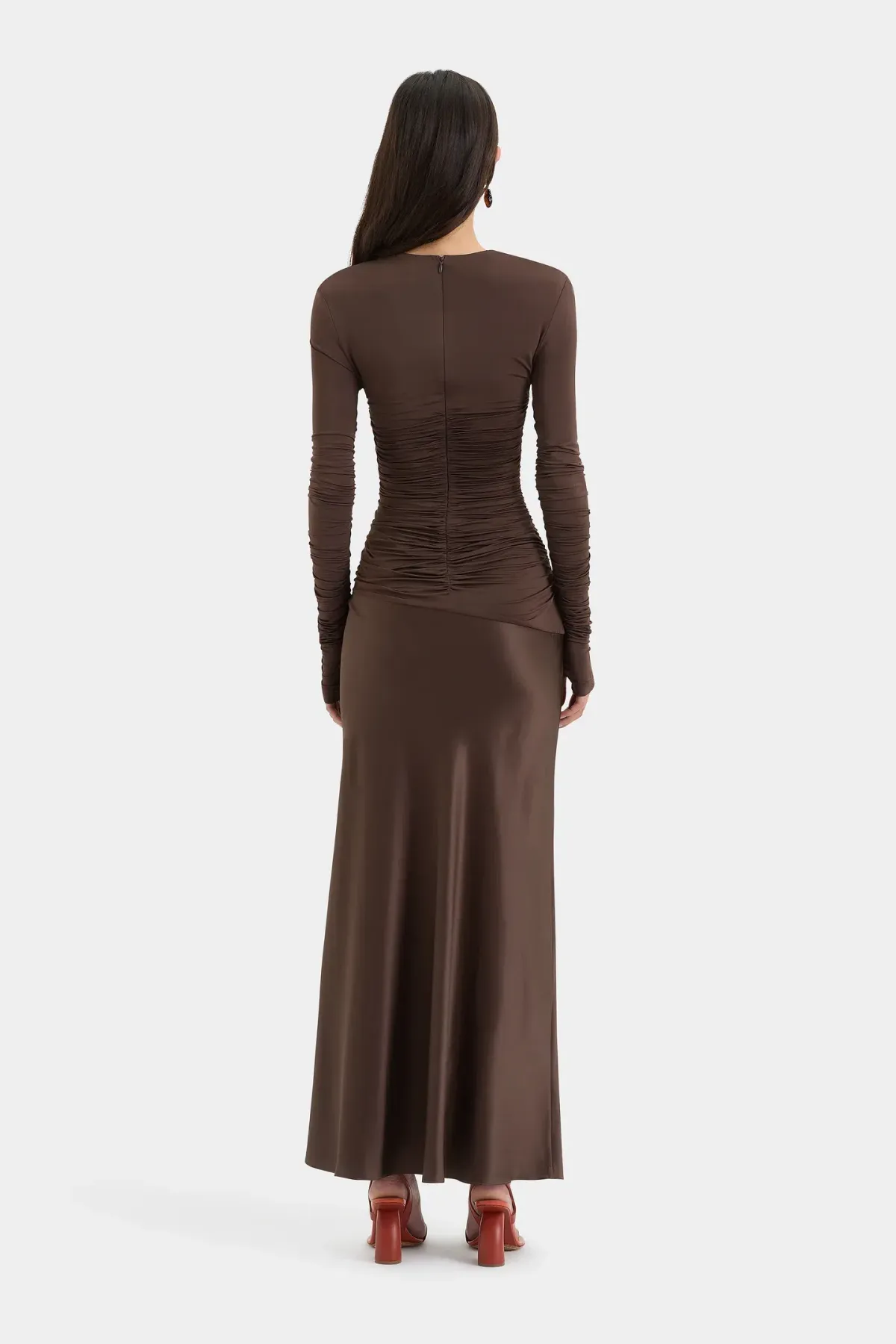 Sir the Label Alessia Draped Gown Chocolate Size 0 / AU 6 - Image 2