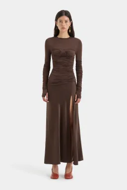 Sir the Label Alessia Draped Gown Chocolate Size 0 / AU 6 for rent on The Volte - image 1