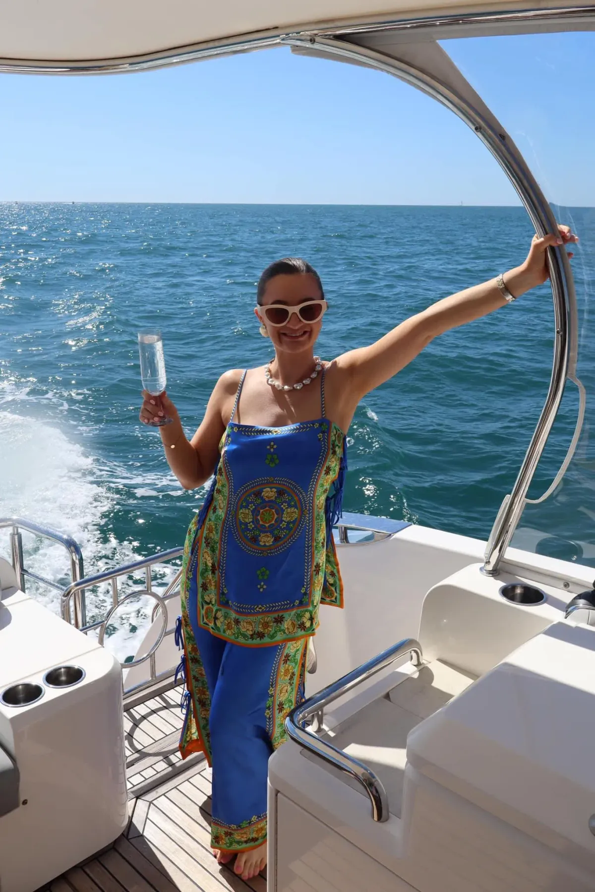 Alemais Linda Top and Pants Set Cobalt Floral Size 6 - Image 3