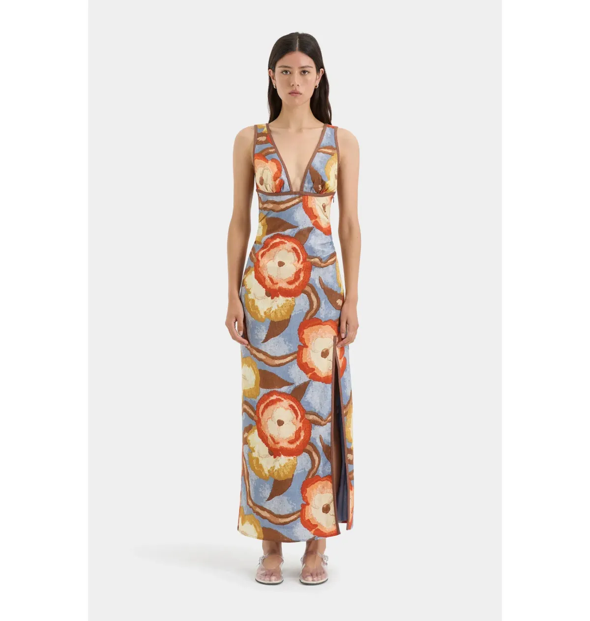 Sir The Label Avery V Neck Midi Dress in Camellia Print Size 4 / AU 14 - Image 1