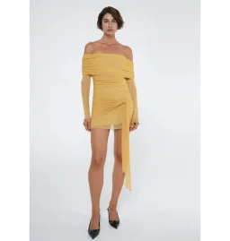 Benni Yasmin Off Shoulder Mini Dress Mustard Size AU 10 for rent on The Volte - image 1