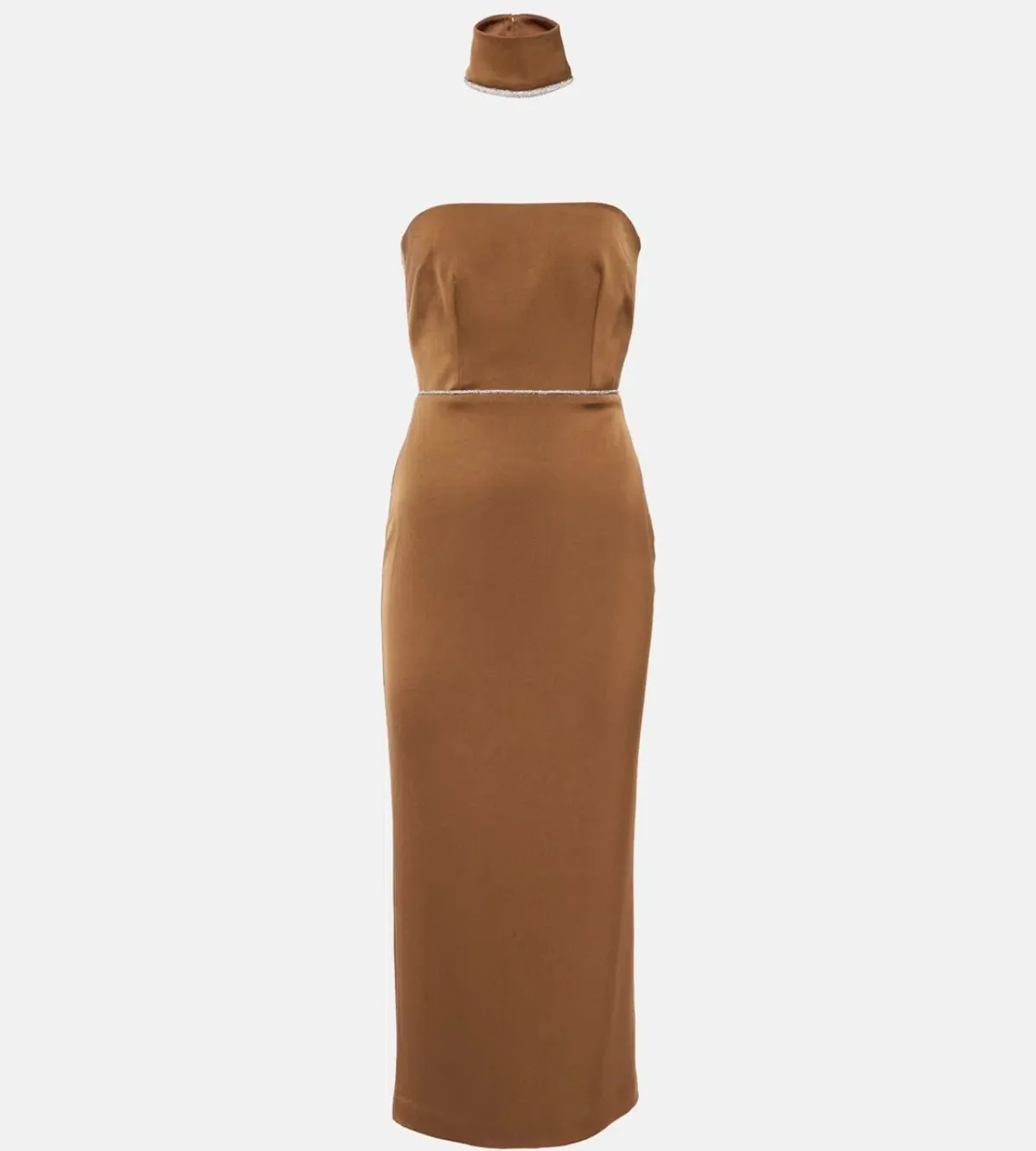 Alex Perry Crystal Embellished Satin Midi Dress Iron Size AU 10 - Image 5