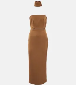 Alex Perry Crystal Embellished Satin Midi Dress Iron Size AU 10 for rent on The Volte - image 5