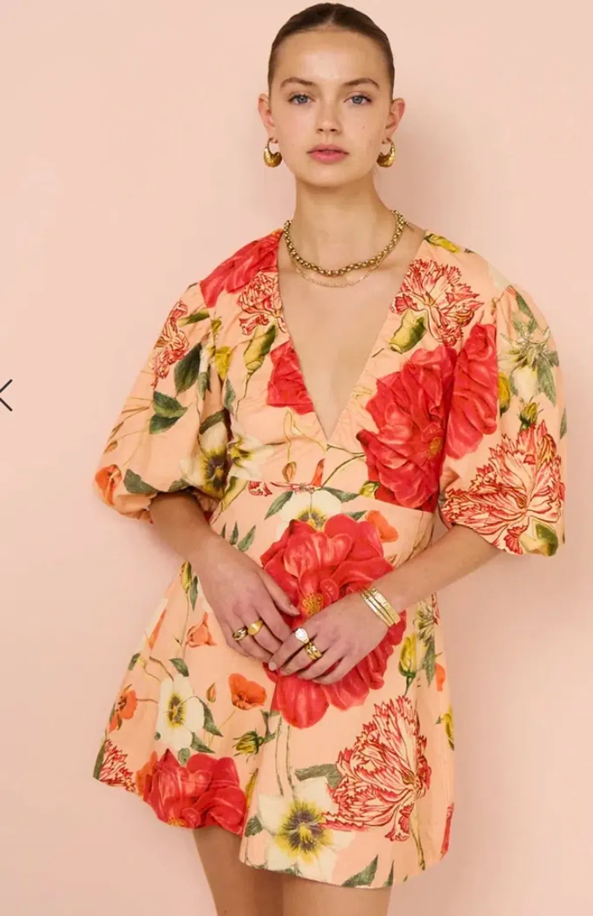 By Nicola Bolero Gathered Mini Dress in Raspberry Punch Floral Size AU 8  - Image 2