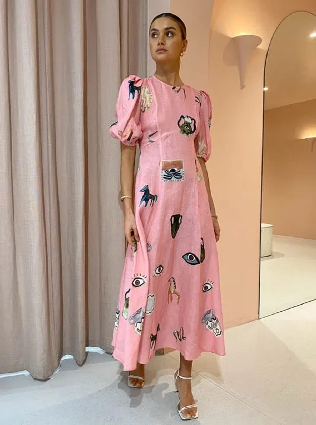 Alemais Cleo Midi Dress in Pink Size AU 12 - Image 2