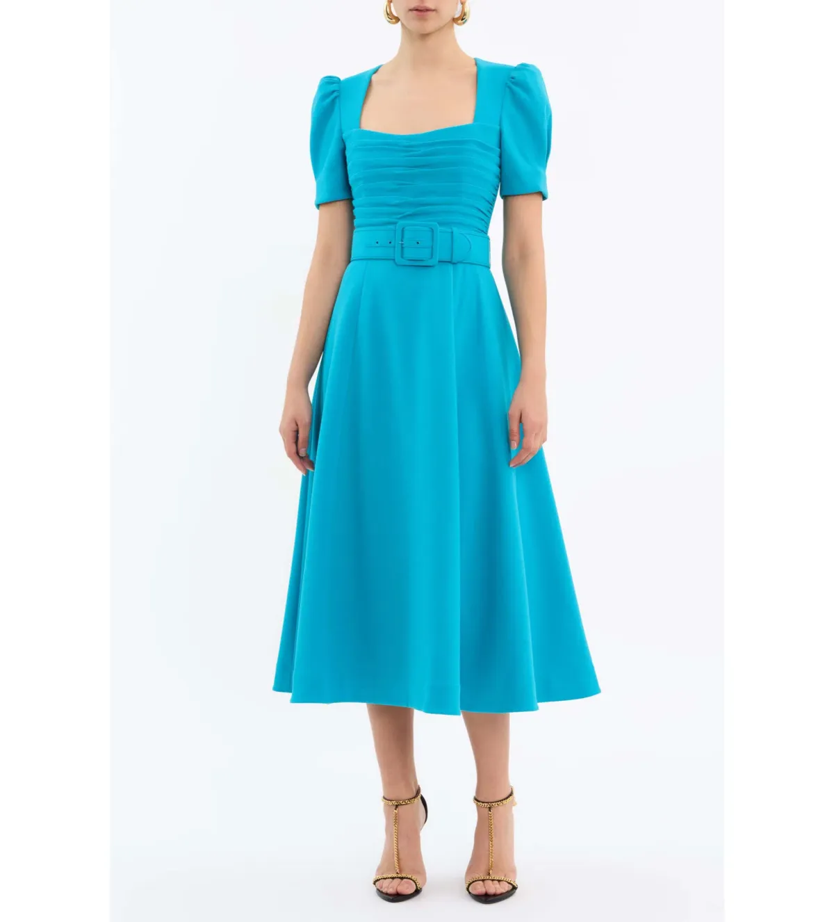 Rebecca Vallance Ella Short Sleeve Midi Dress Blue Size 10  - Image 1