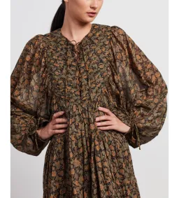 Shona Joy Francine Pin Tuck Balloon Sleeve Midi Dress Print Size 12 for rent on The Volte - image 2