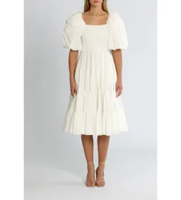 Aje Cherished Midi Dress Cream Size 8 for rent on The Volte - image 1