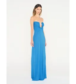 Christopher Esber Arced Palm Strapless Dress in Boston Blue Size 8 for rent on The Volte - image 2