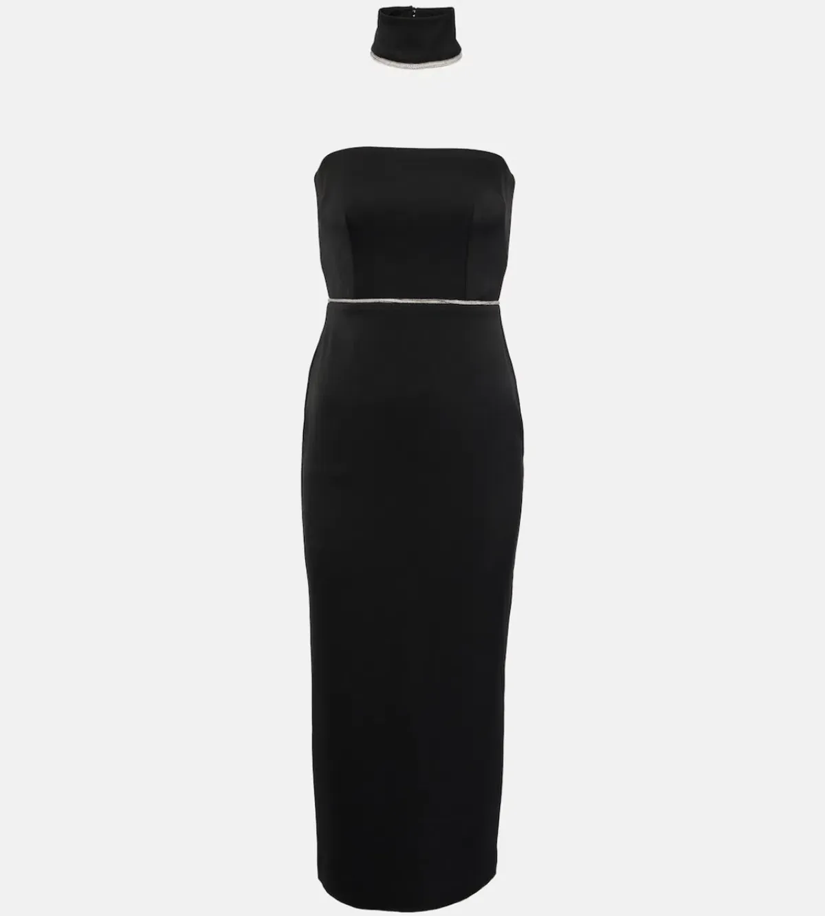 Alex Perry Crystal-embellished Satin Midi Dress Black Size 8 - Image 5