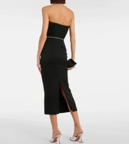 Alex Perry Crystal-embellished Satin Midi Dress Black Size 8 for rent on The Volte - image 4