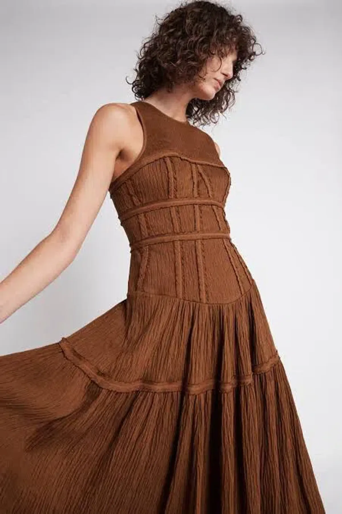 Aje Tidal Corset Midi Dress in Coffee Size 6 - Image 2