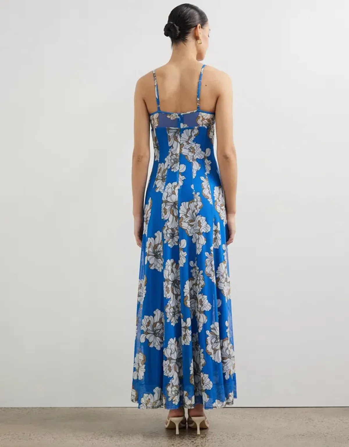 Lover Cleo Bustier Mesh Maxi Dress Blue Floral Size 10 - Image 3