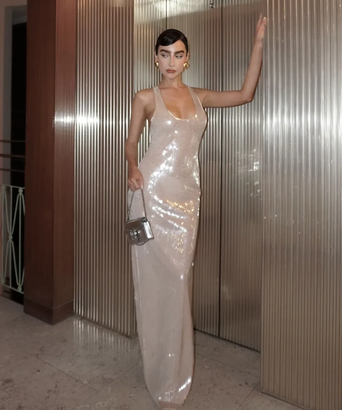 Retrofete Bella Sequin Dress Cream Size XS / AU 6 - Image 5