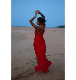 Rat & Boa Cecelia Ruffle Maxi Dress Red Size M / AU 10 for rent on The Volte - image 5